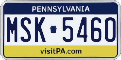 PA license plate MSK5460