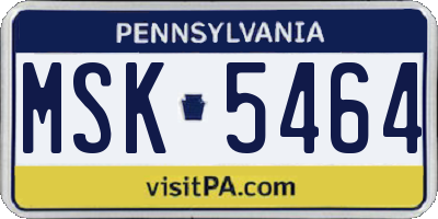 PA license plate MSK5464