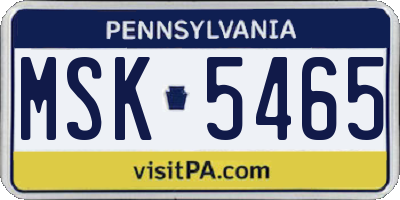 PA license plate MSK5465
