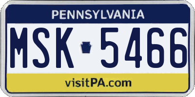 PA license plate MSK5466