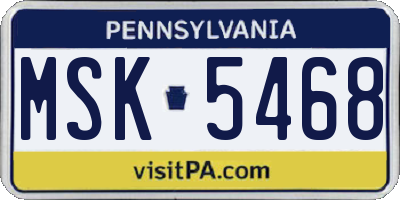 PA license plate MSK5468