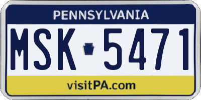PA license plate MSK5471