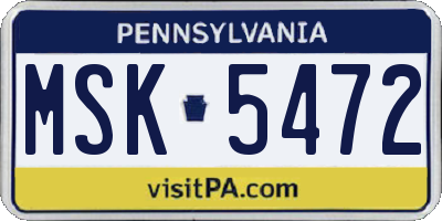 PA license plate MSK5472
