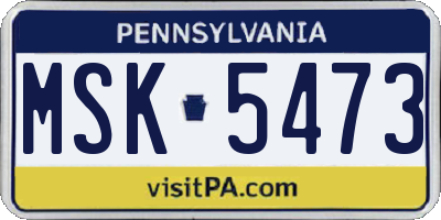 PA license plate MSK5473