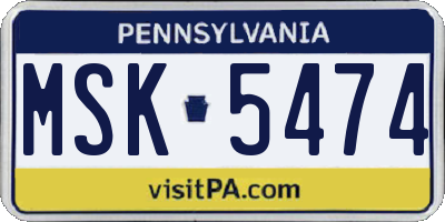 PA license plate MSK5474
