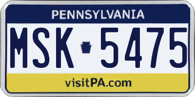 PA license plate MSK5475