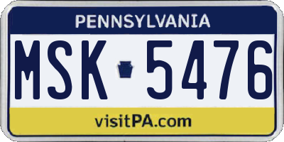 PA license plate MSK5476