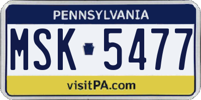 PA license plate MSK5477