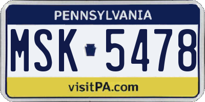 PA license plate MSK5478