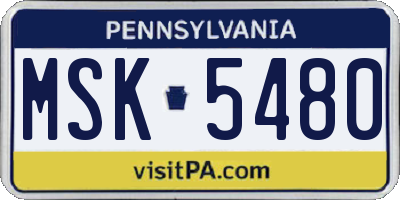 PA license plate MSK5480