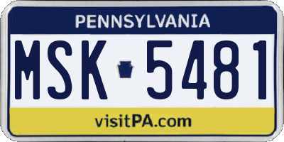 PA license plate MSK5481