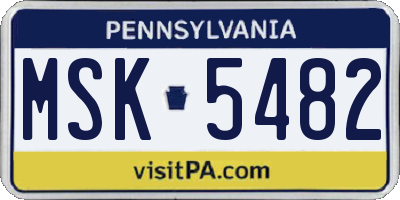 PA license plate MSK5482