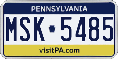 PA license plate MSK5485