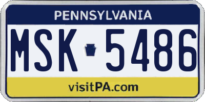 PA license plate MSK5486