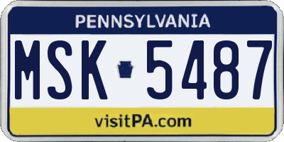 PA license plate MSK5487