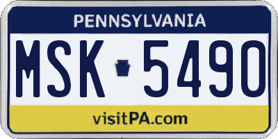 PA license plate MSK5490