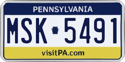 PA license plate MSK5491