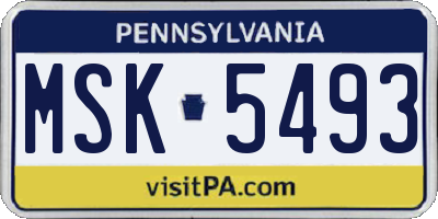 PA license plate MSK5493