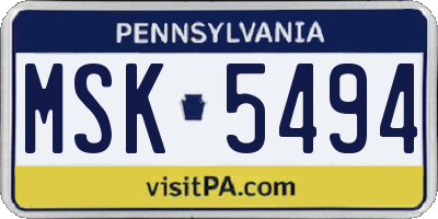 PA license plate MSK5494