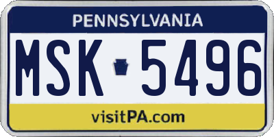 PA license plate MSK5496