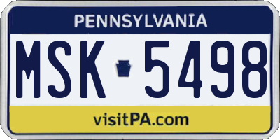 PA license plate MSK5498