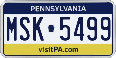 PA license plate MSK5499
