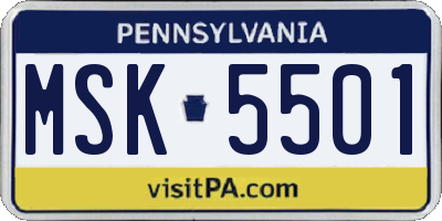 PA license plate MSK5501
