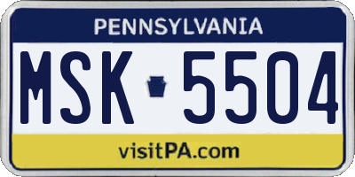 PA license plate MSK5504