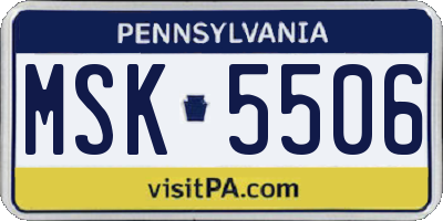 PA license plate MSK5506
