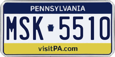 PA license plate MSK5510
