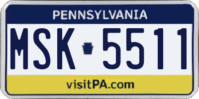 PA license plate MSK5511