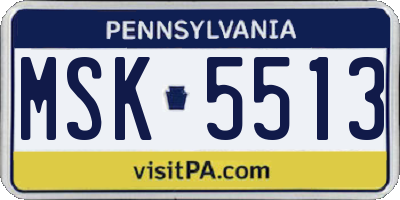 PA license plate MSK5513