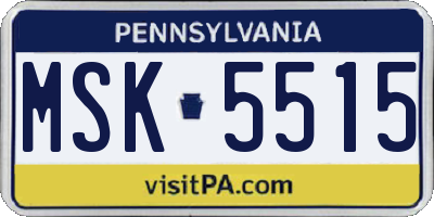 PA license plate MSK5515