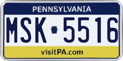 PA license plate MSK5516