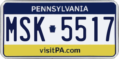 PA license plate MSK5517