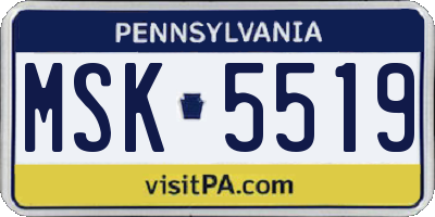 PA license plate MSK5519