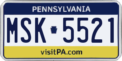 PA license plate MSK5521
