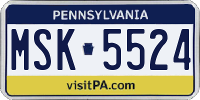 PA license plate MSK5524