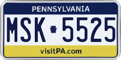 PA license plate MSK5525