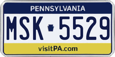 PA license plate MSK5529