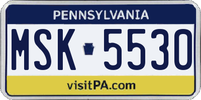 PA license plate MSK5530