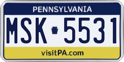PA license plate MSK5531