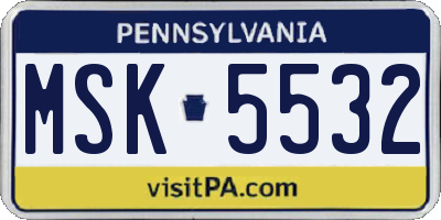 PA license plate MSK5532