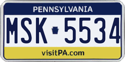 PA license plate MSK5534