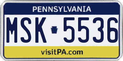 PA license plate MSK5536