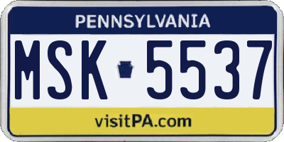 PA license plate MSK5537
