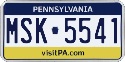PA license plate MSK5541