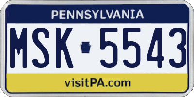 PA license plate MSK5543