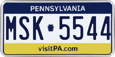 PA license plate MSK5544