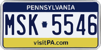 PA license plate MSK5546